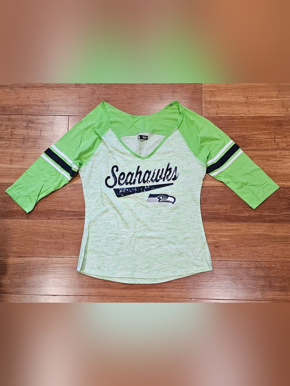 Seattle Seahawks Women's Green Raglan Tee